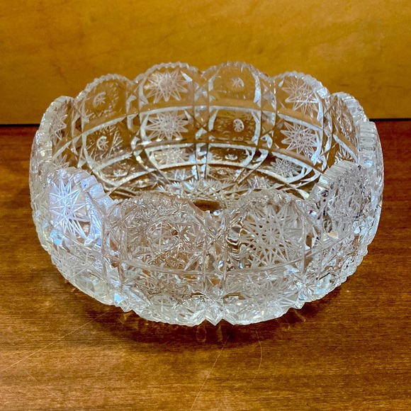 Valaska Bela Hand Cut Crystal Candy Dish Vintage Perfect Condition Starbursts - Picture 1 of 5
